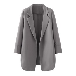 Designed women's three-quarter sleeve suit jacket. Customized early autumn thin gray commuter casual chiffon suit top. Polyester. Suit collar design is fashionable and capable. Cuff design is graceful and generous. Hem slit design SKLS132 Designed women's three-quarter sleeve suit jacket. Customized early autumn thin gray commuter casual chiffon suit top. Polyester. Suit collar design is fashionable and capable. Cuff design is graceful and generous. Hem slit design SKLS132